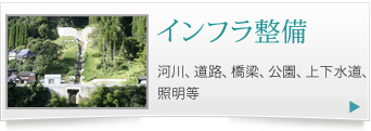 インフラ整備 河川、道路、橋梁、公園、上下水道、照明等